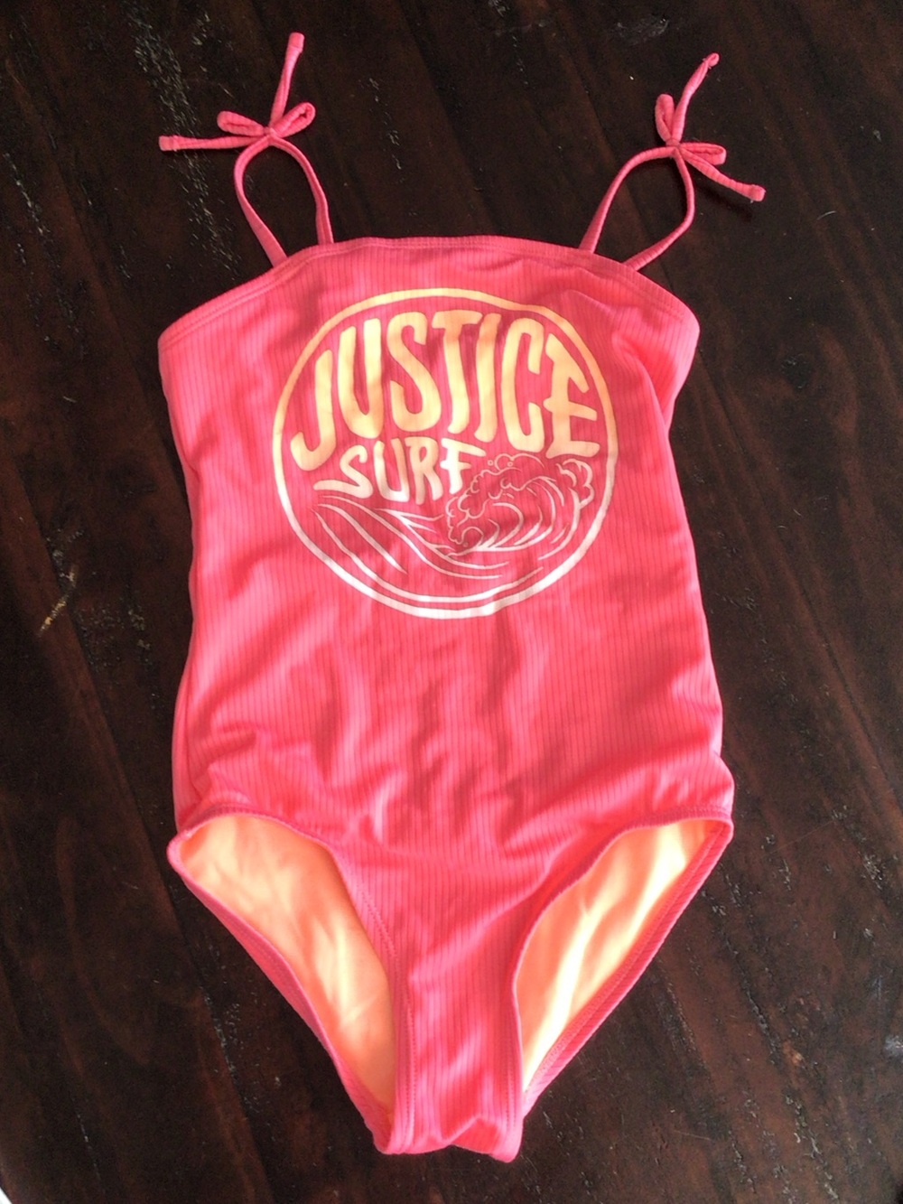 Justice Pink Tie-Shoulder Surf One-Piece Swimsuit